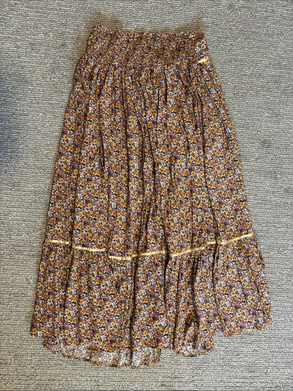 NATURAL LIFE Mustard Yellow Floral Boho Maxi Skirt - Picture 5 of 5